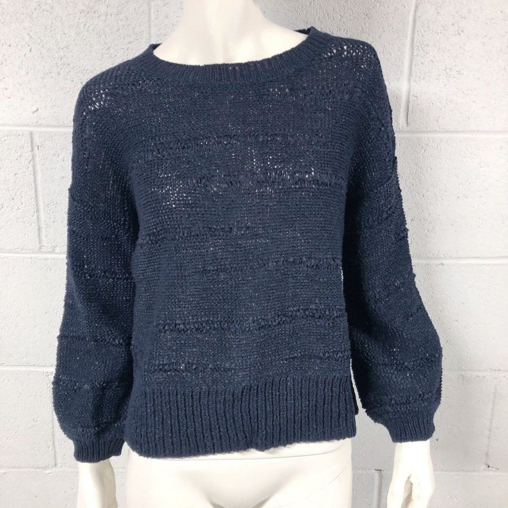 Womens White + Warren Midnight/Deep Navy Loose Knit Nylon Sweater Size S Small